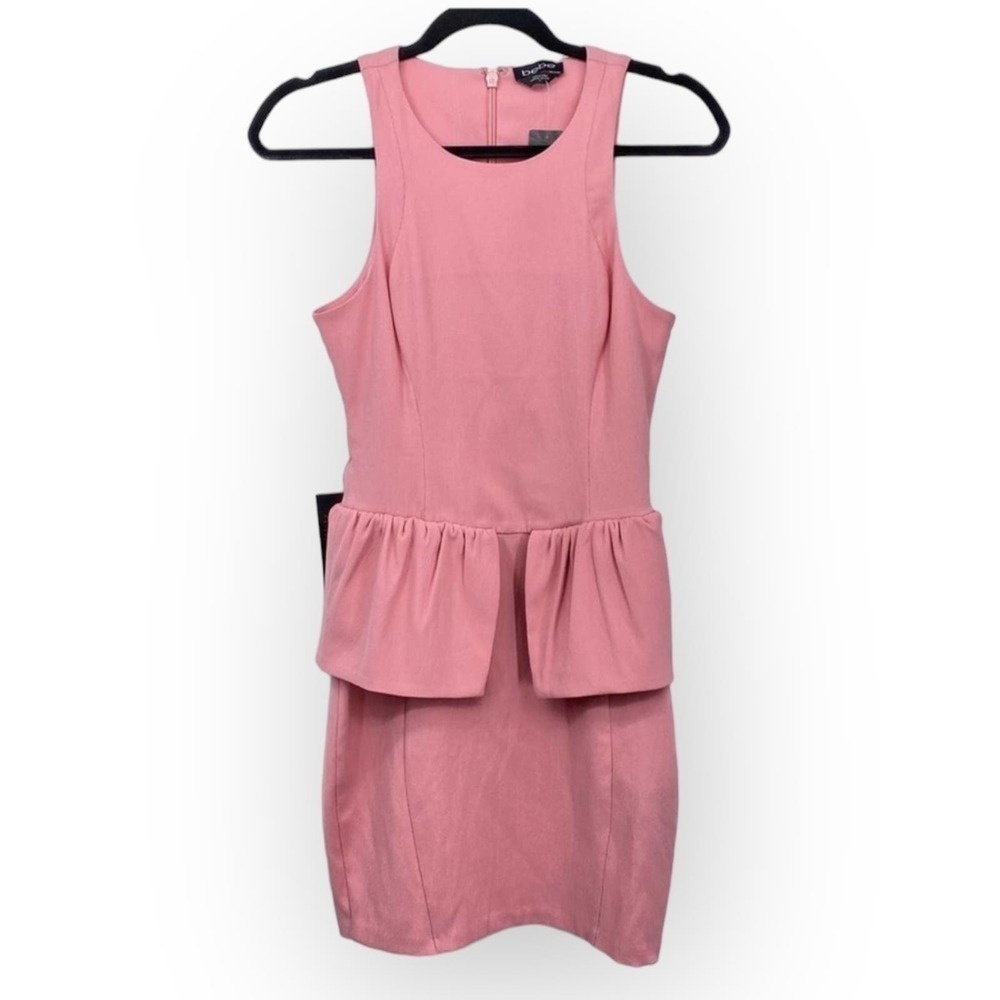 Bebe Y2K Barbie Pink Newton Peplum crepe dress